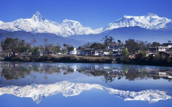 Lakeside setting in Pokhara, Nepal